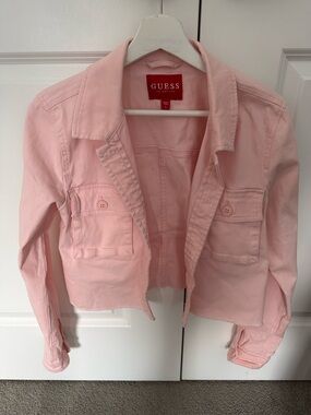 GUESS Light Pink Cropped Utility Jacket